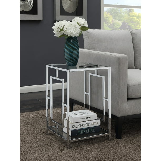 Clear Glass/Chrome Frame Convenience Concepts Oxford End Table 
